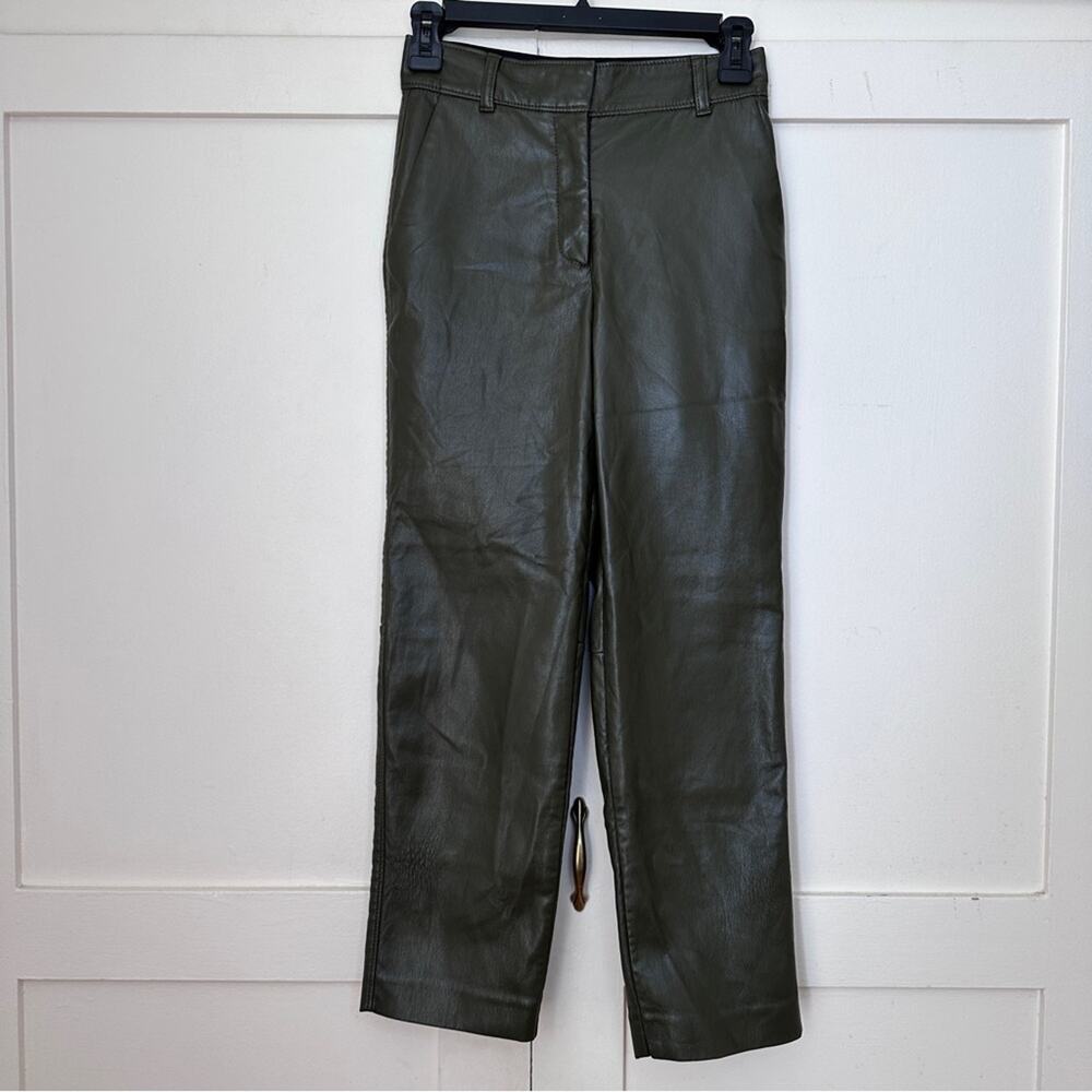 Babaton Aritzia Command Cropped Leather Green Pan… - image 2